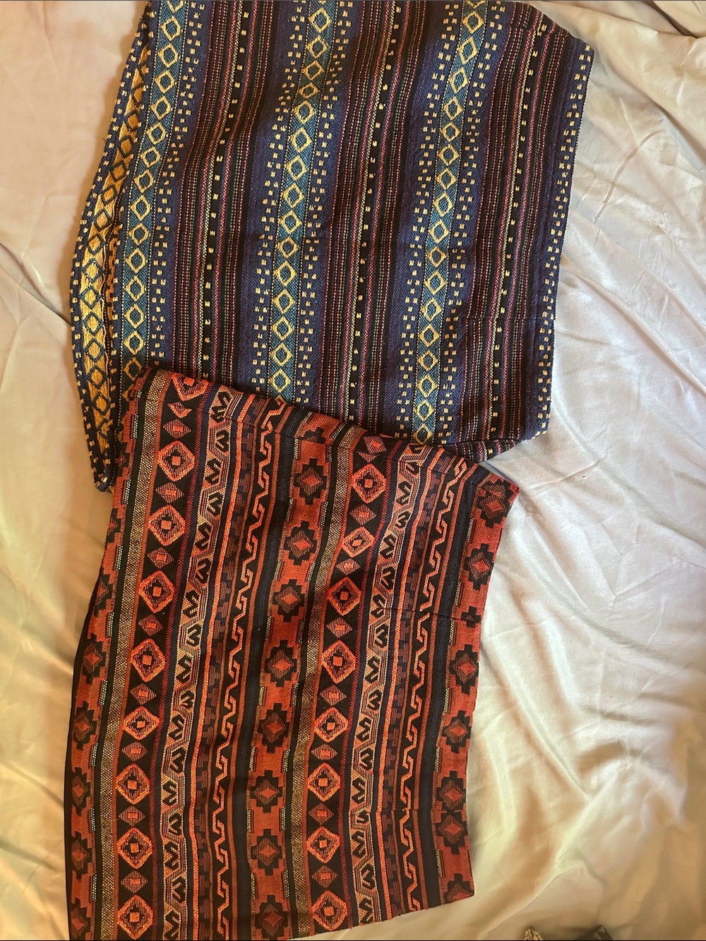 Two Bohemian Tribal Print skirts - Red & Navy